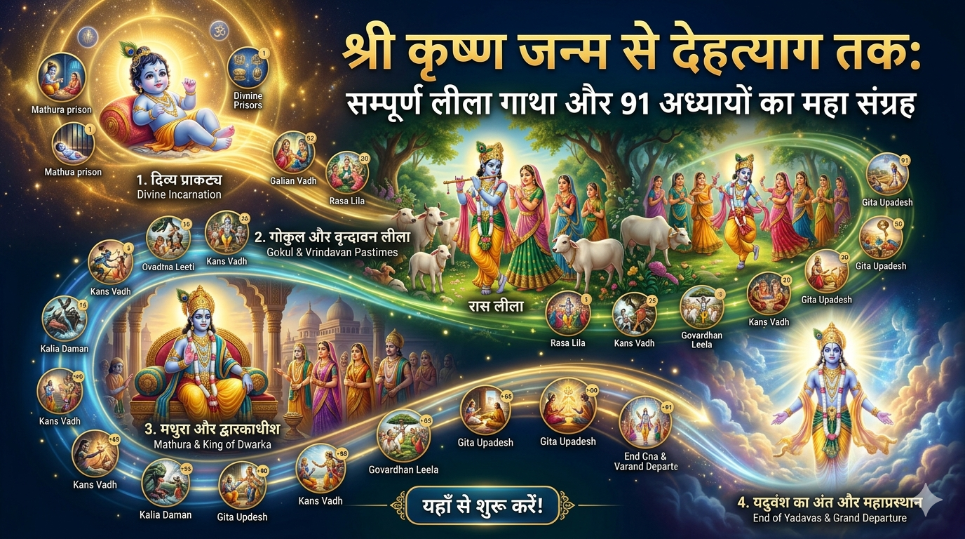 श्री कृष्ण जन्म से देहत्याग तक – Complete Leela Story | RADHANAND